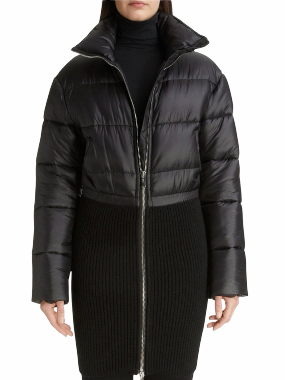 ALAÏA Ribbed Hem Nylon Puffer Jacket